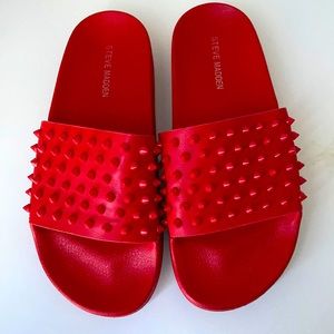 Red Steve Madden Slides